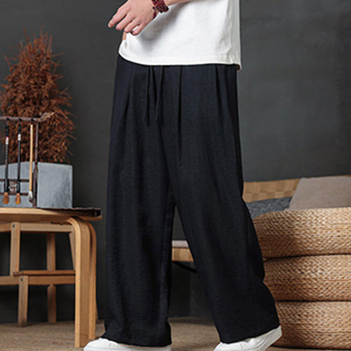 Pantalones casuales con diseño de cordón y bolsillos de Buddha Stones para hombre. - image 39