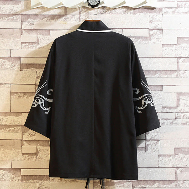 Chaqueta tipo kimono para hombre con bordado de Buddha Stones, dragón, fénix, nubes auspiciosas, olas, hojas y grullas. - image 7