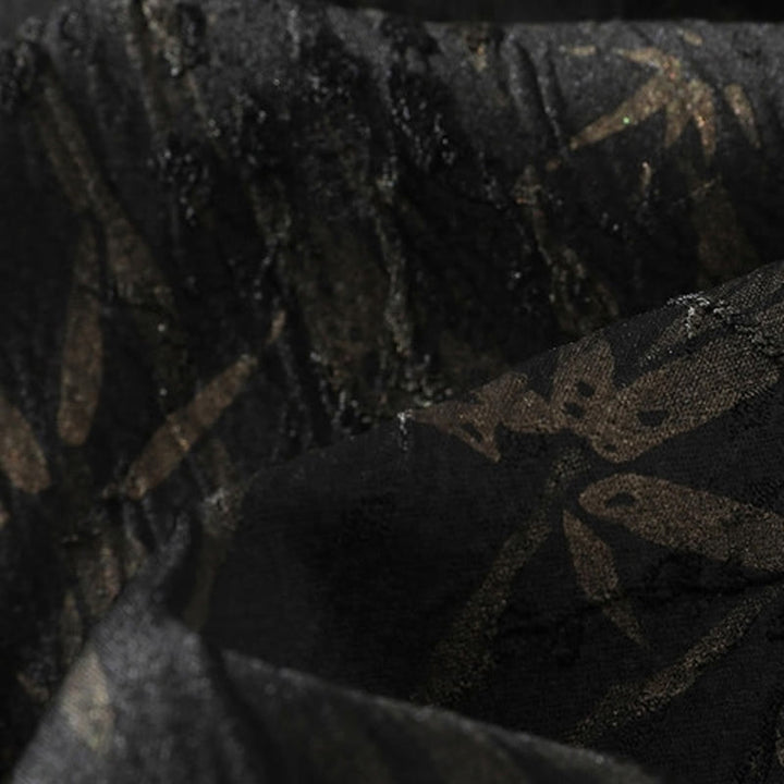 Camisa de lino de media manga para hombre con estampado de bambú dorado jacquard de verano Buddha Stones - image 7