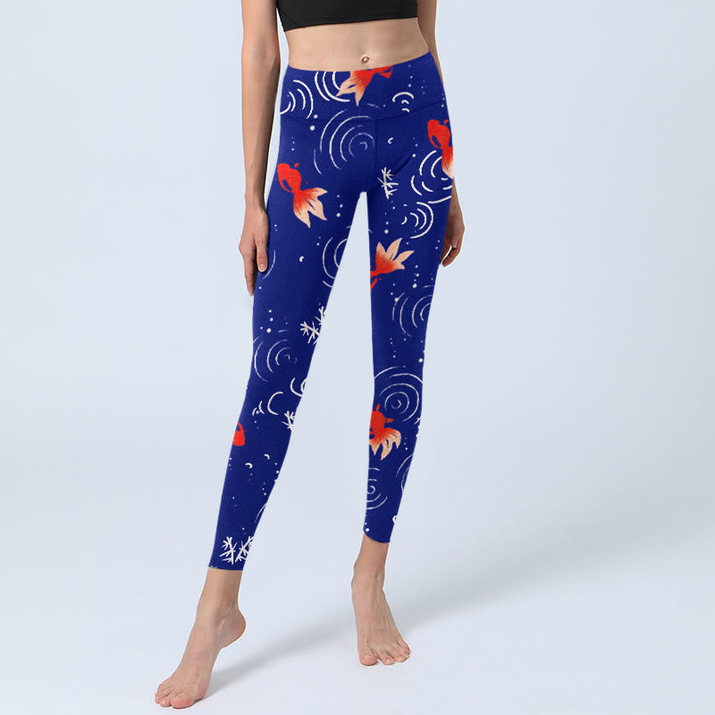 Leggings de yoga para mujer con estampado de ondas de agua, peces dorados y Buddha Stones - image 6
