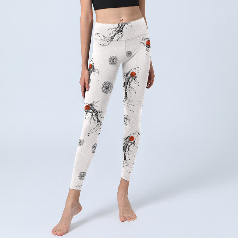 Leggings de yoga para mujer con estampado de crisantemos, Buddha Stones - image 5