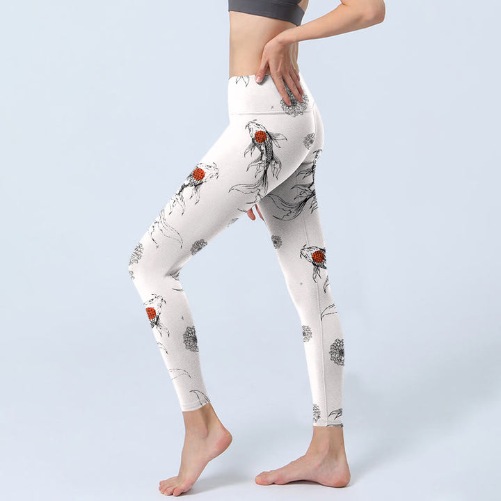 Leggings de yoga para mujer con estampado de crisantemos, Buddha Stones - image 2