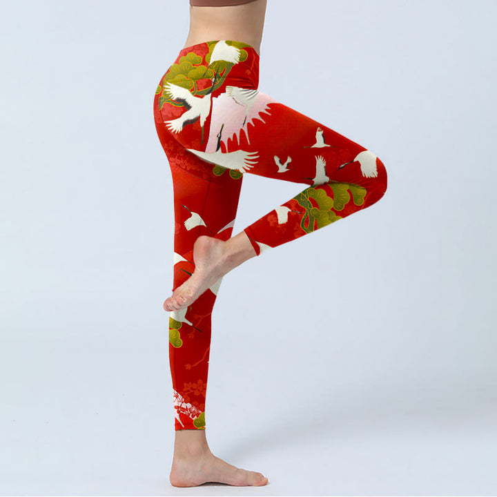 Leggings de yoga para mujer con estampado de piedras de Buddha Stones, grullas, monte Fuji y pino - image 4