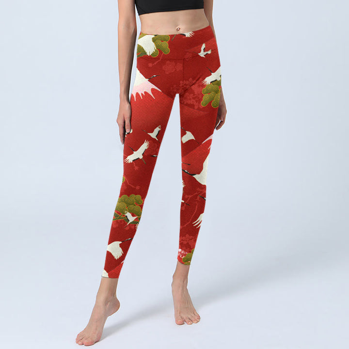 Leggings de yoga para mujer con estampado de piedras de Buddha Stones, grullas, monte Fuji y pino - image 6