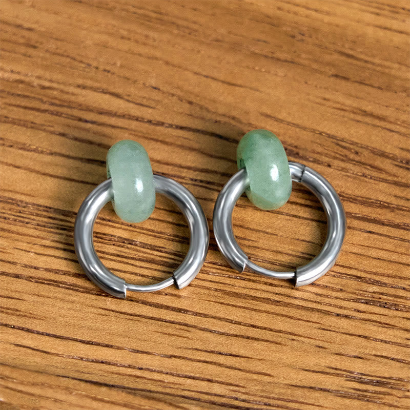 Pendientes reforzados de acero y titanio con Buddha Stones - Postes de acero de titanio - image 0