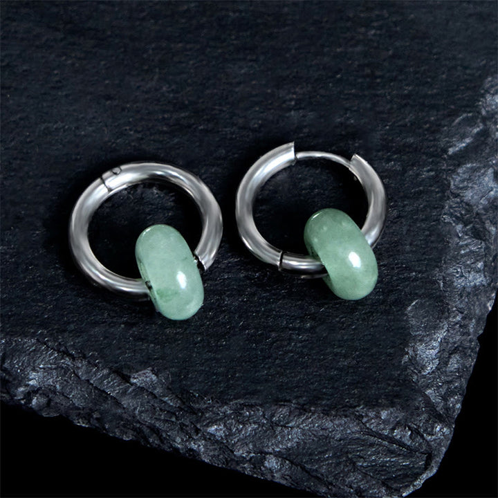 Pendientes reforzados de acero y titanio con Buddha Stones - image 1