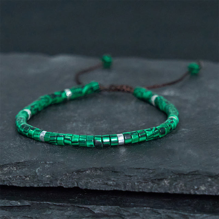 Pulsera de cuentas espaciadoras antiansiedad de malaquita y Buddha Stones