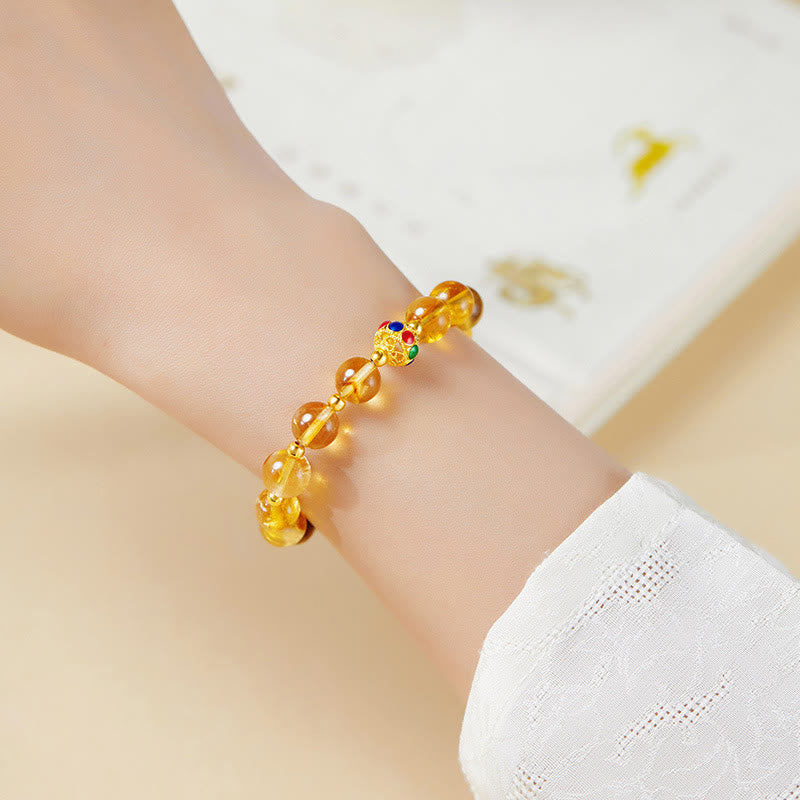 Pulsera de protección con Buddha Stones en plata de ley 925 con carácter Fu, citrino y ojo de tigre