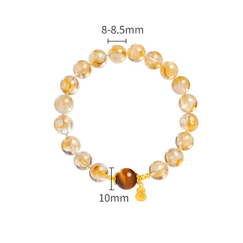 Pulsera de prosperidad con Buddha Stones en plata de ley 925 con carácter de calabaza y citrino y ojo de tigre