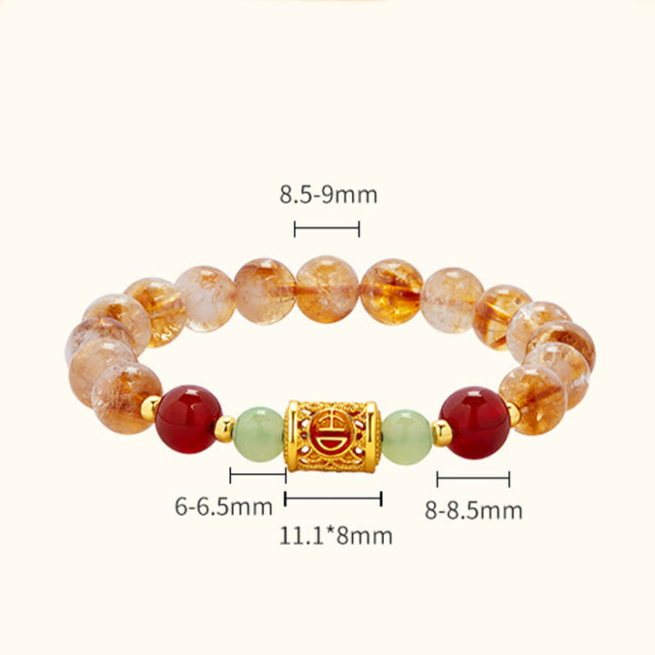Pulsera de protección con cuentas de jade hetiano, citrino y ágata roja natural en plata de ley 999 y Buddha Stones