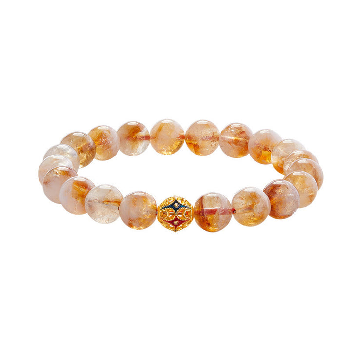 Pulsera protectora de cuentas de citrino natural con forma de flor de Buddha Stones 999
