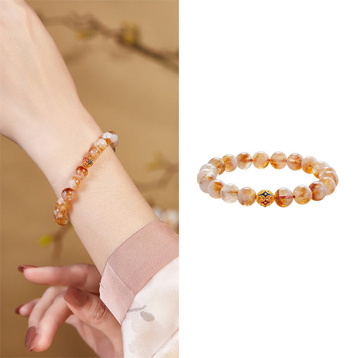 Pulsera protectora de cuentas de citrino natural con forma de flor de Buddha Stones 999