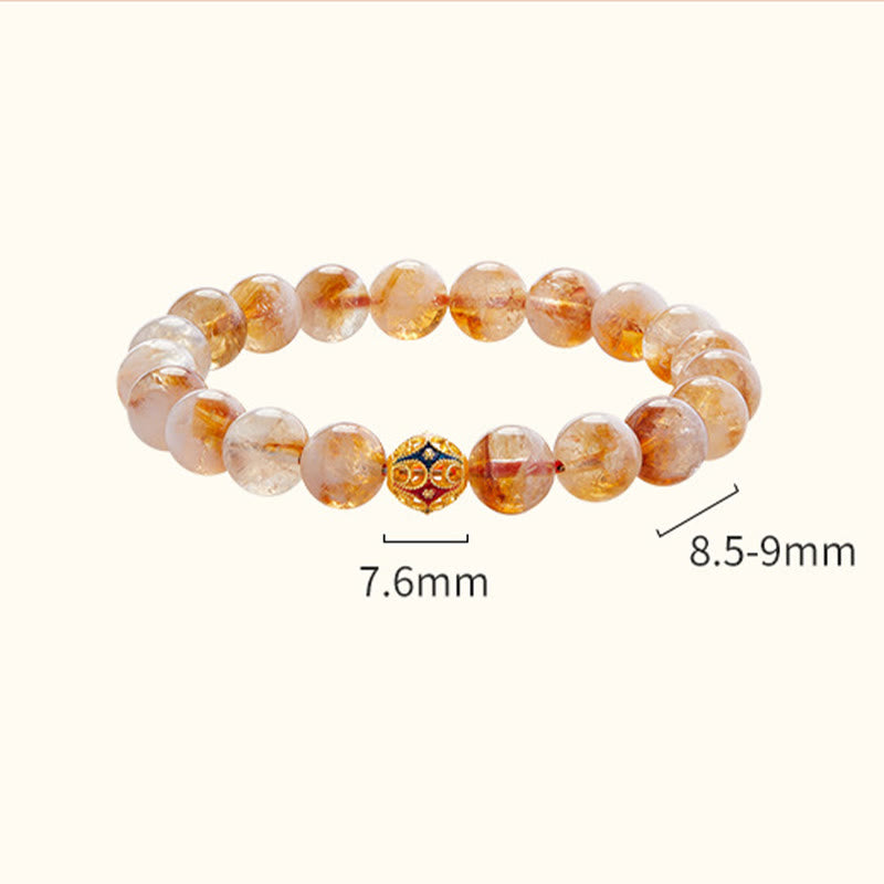 Pulsera protectora de cuentas de citrino natural con forma de flor de Buddha Stones 999