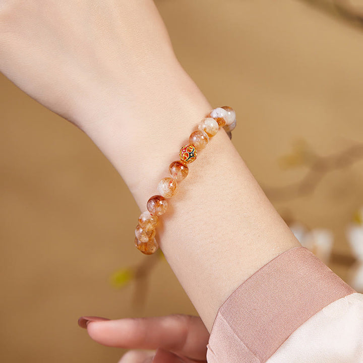 Pulsera protectora de cuentas de citrino natural con forma de flor de Buddha Stones 999