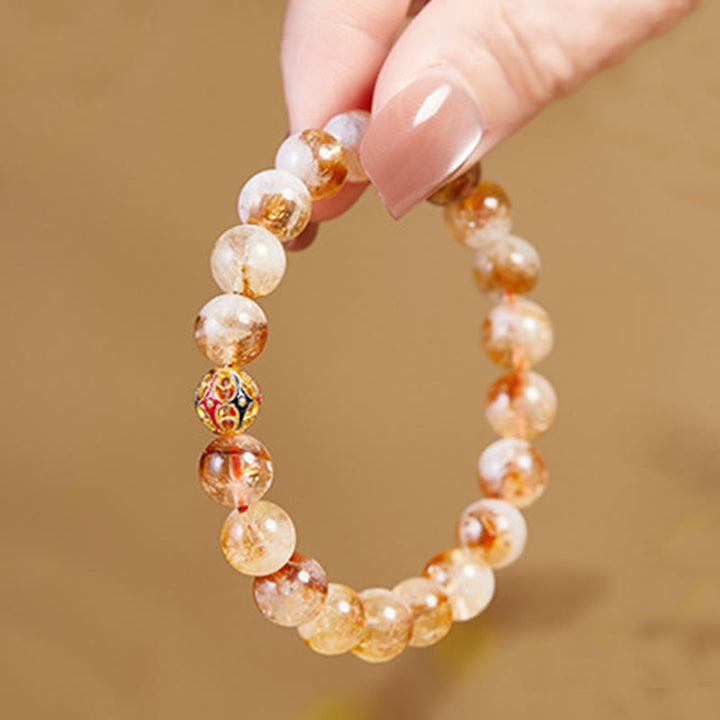 Pulsera protectora de cuentas de citrino natural con forma de flor de Buddha Stones 999