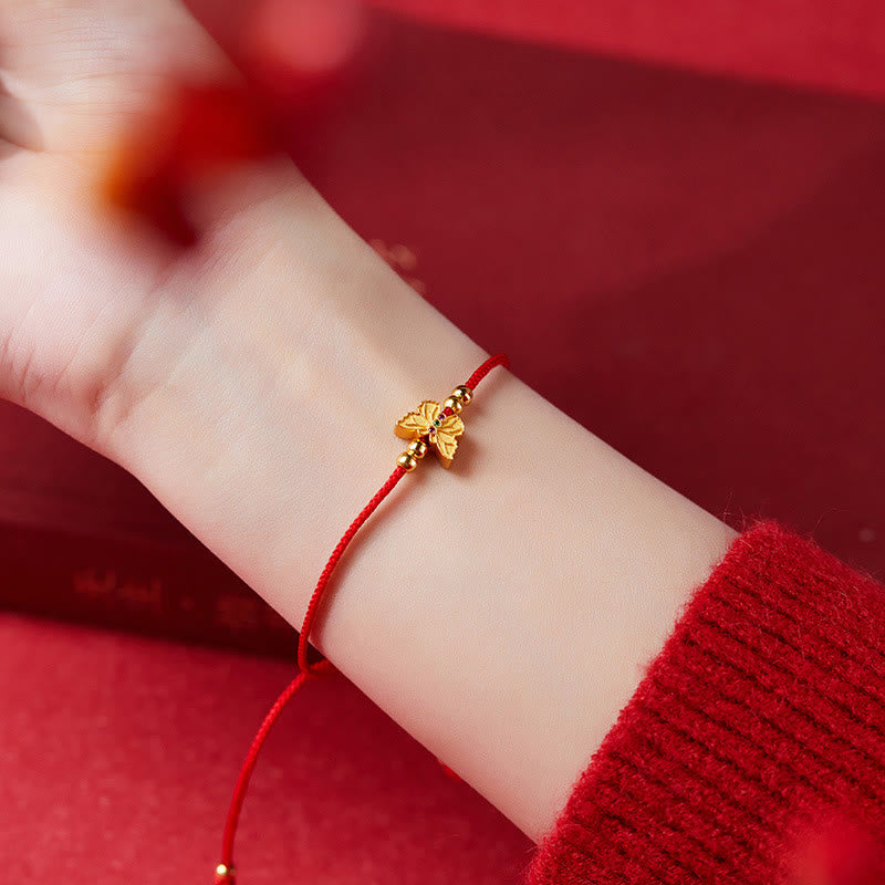 Pulsera de fuerza con hilo rojo y mariposa de plata de ley 999 Buddha Stones - image 11