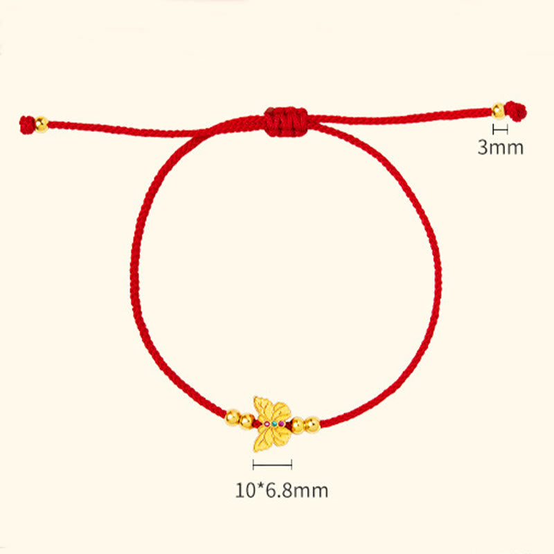 Pulsera de fuerza con hilo rojo y mariposa de plata de ley 999 Buddha Stones - image 10