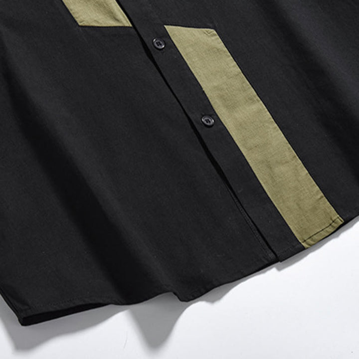 Camisa de lino y algodón de media manga para hombre, diseño chino con botones de rana y Buddha Stones , informal, a juego con colores - image 29