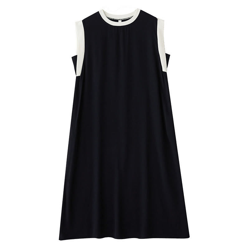 Vestido midi de algodón sin mangas con diseño de aberturas y bolsillos en color puro con Buddha Stones - image 7
