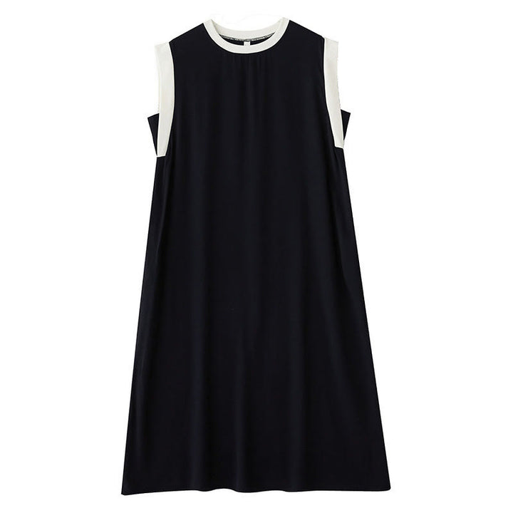 Vestido midi de algodón sin mangas con diseño de aberturas y bolsillos en color puro con Buddha Stones - image 7