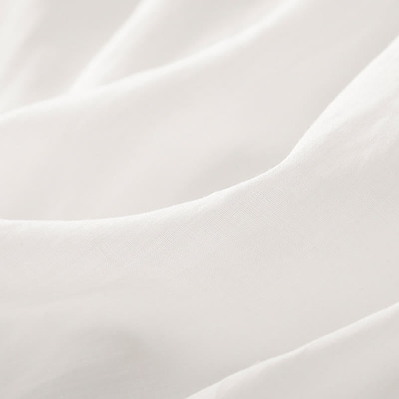 Vestido midi de algodón y lino con volantes, manga corta, bordado Buddha Stones Commute, plisado, botones y cordón ajustable - image 8