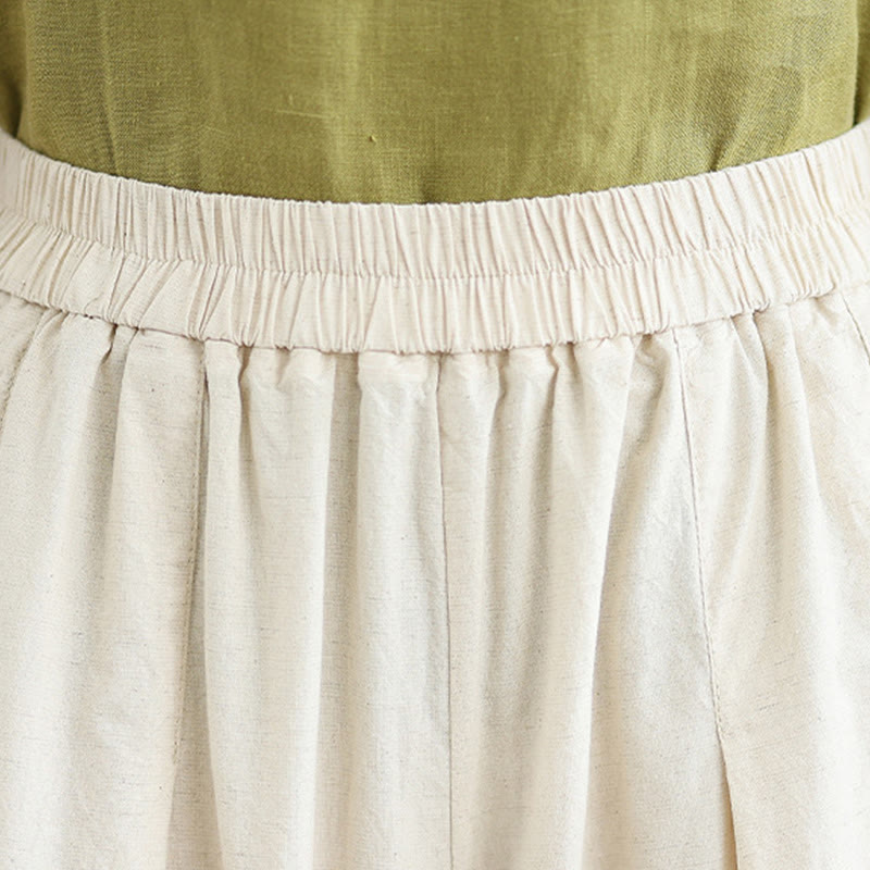 Pantalones de algodón de pierna ancha con bolsillos para mujer, modelo Buddha Stones Commute, diseño sencillo de encaje, largo 7-8. - image 8