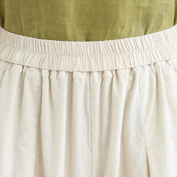 Pantalones de lino y algodón con bolsillos y pierna ancha para mujer, diseño de encaje sencillo, talla 7-8 - image 8