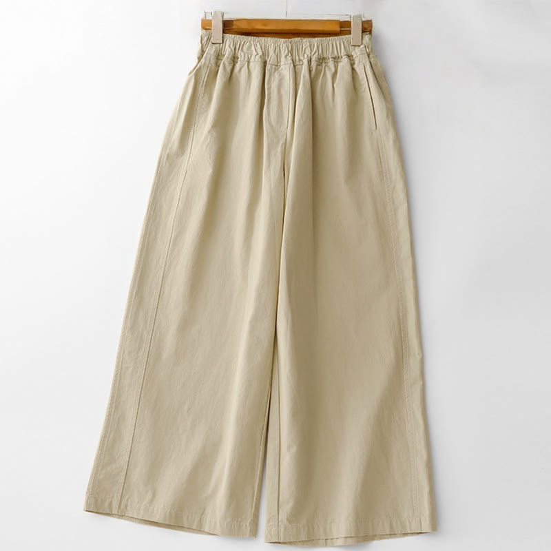 Pantalones de lino y algodón de cintura alta para mujer, de Buddha Stones Spring Commute, con pernera ancha y bolsillos, de color liso - Vara de oro pálida - US8-10，UK/AU12-14，EU40-42 (2XL) - image 17