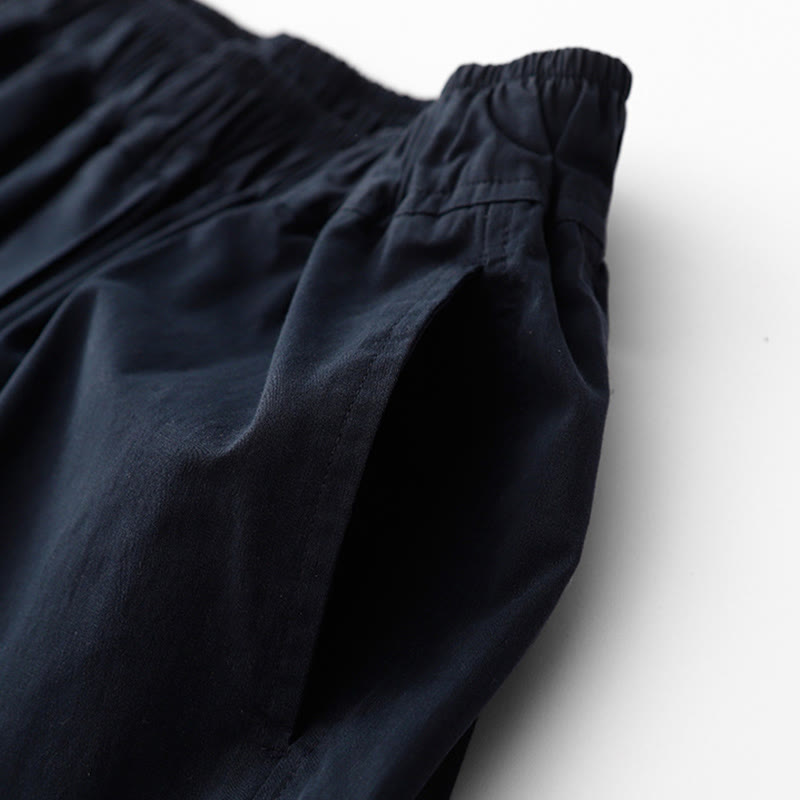 Pantalones de lino y algodón de cintura alta para mujer, de Buddha Stones Spring Commute, con pernera ancha y bolsillos, de color liso - image 13