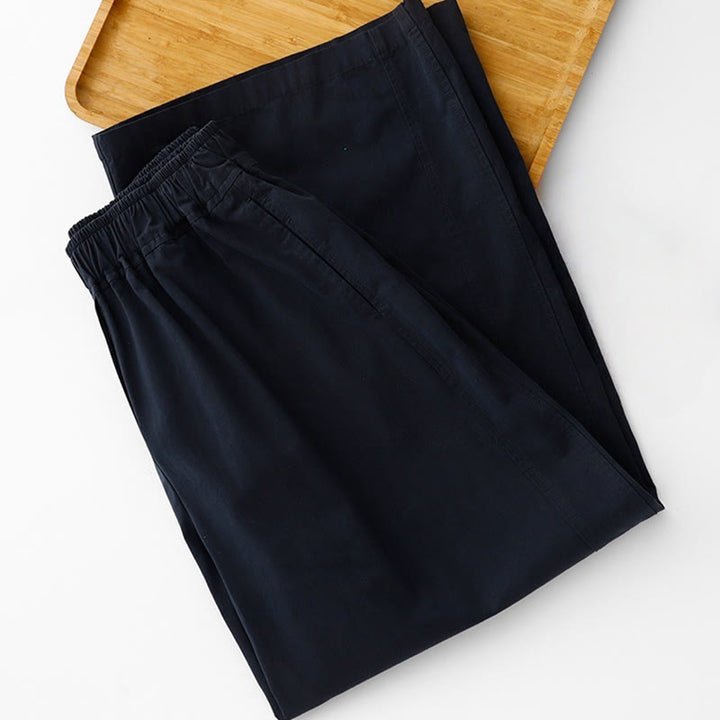 Pantalones de lino y algodón de cintura alta para mujer, de Buddha Stones Spring Commute, con pernera ancha y bolsillos, de color liso - image 11