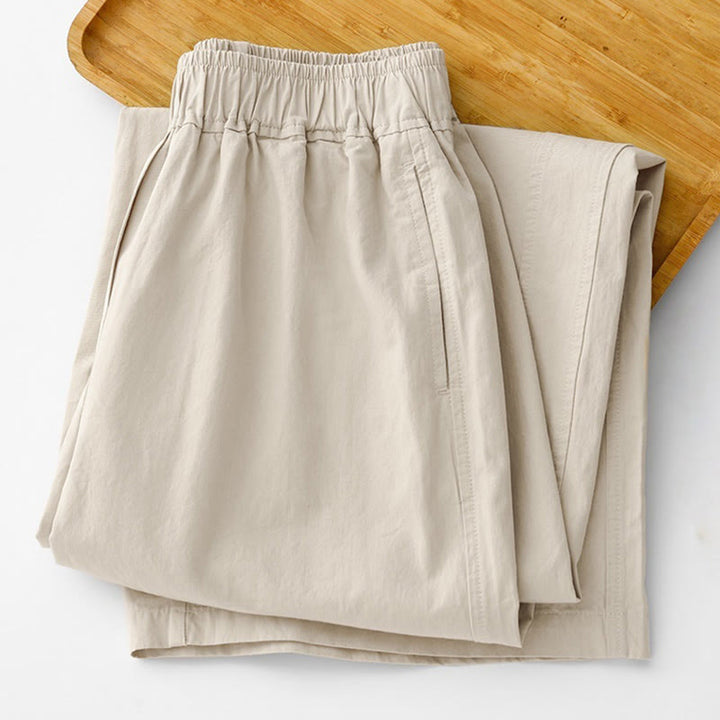 Pantalones de lino y algodón de cintura alta para mujer, de Buddha Stones Spring Commute, con pernera ancha y bolsillos, de color liso - image 3