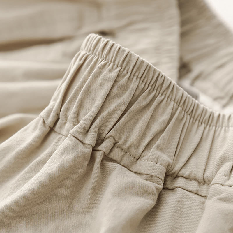 Pantalones de lino y algodón de cintura alta para mujer, de Buddha Stones Spring Commute, con pernera ancha y bolsillos, de color liso - image 4