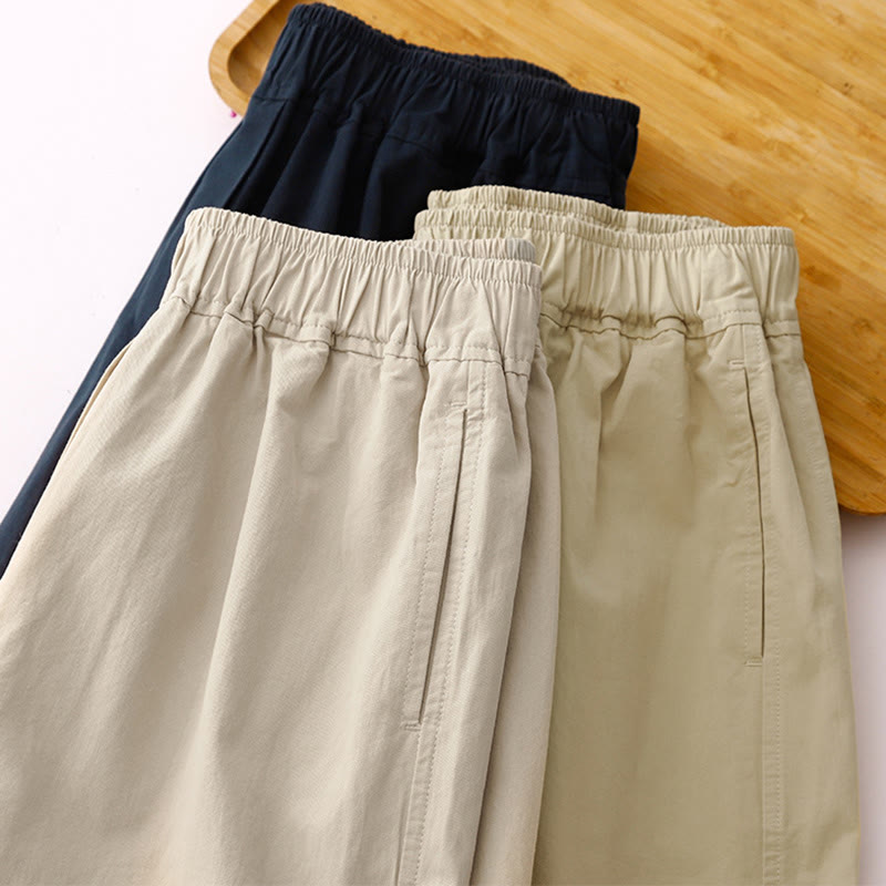 Pantalones de lino y algodón de cintura alta para mujer, de Buddha Stones Spring Commute, con pernera ancha y bolsillos, de color liso - image 27