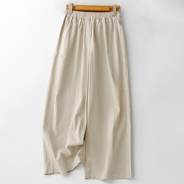 Pantalones de lino y algodón de cintura alta para mujer, de Buddha Stones Spring Commute, con pernera ancha y bolsillos, de color liso - Lino - US8-10，UK/AU12-14，EU40-42 (2XL) - image 1