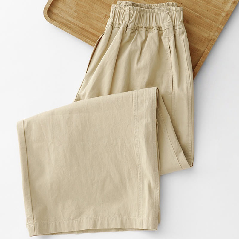 Pantalones de lino y algodón de cintura alta para mujer, de Buddha Stones Spring Commute, con pernera ancha y bolsillos, de color liso - image 18
