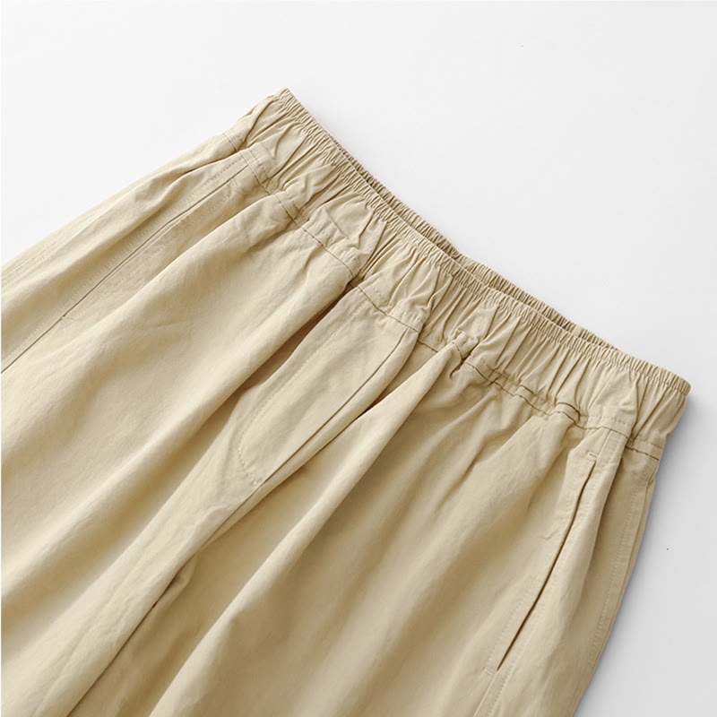 Pantalones de lino y algodón de cintura alta para mujer, de Buddha Stones Spring Commute, con pernera ancha y bolsillos, de color liso - image 18