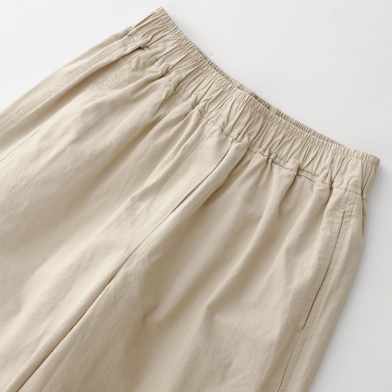 Pantalones de lino y algodón de cintura alta para mujer, de Buddha Stones Spring Commute, con pernera ancha y bolsillos, de color liso - image 4
