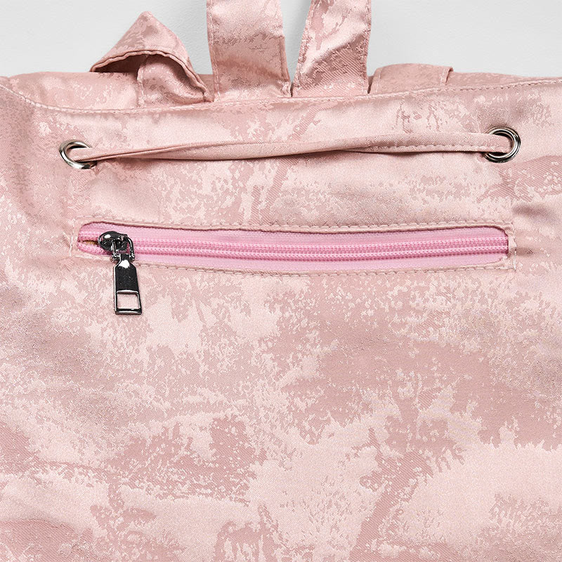 Mochila de poliéster y algodón de gran capacidad con bordado de loto rosa y Buddha Stones , hecha a mano