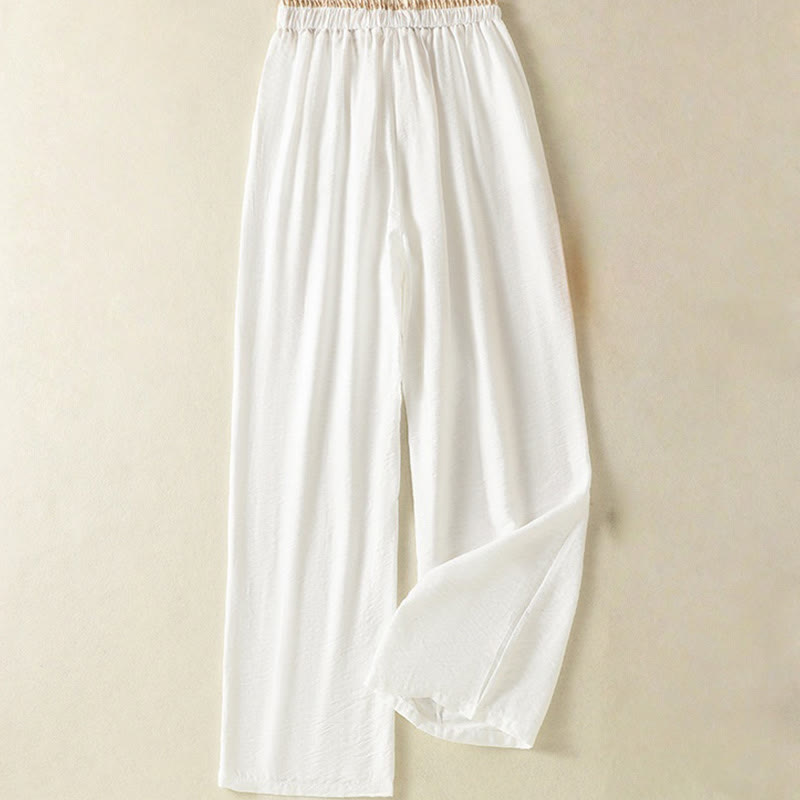 Pantalones de lino y algodón para mujer, estilo vintage, informales, con cordón ajustable, hasta el tobillo, con bolsillos, de Buddha Stones - image 1