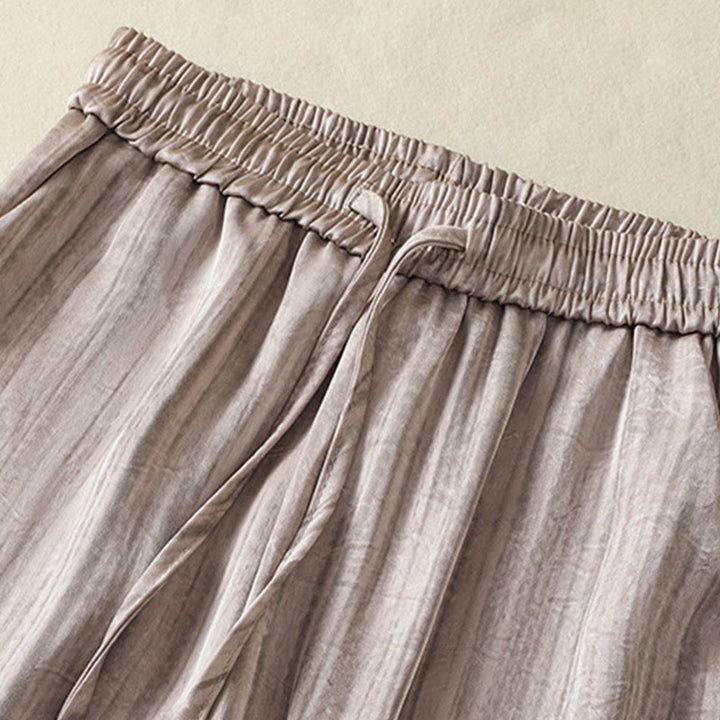 Pantalones casuales con cordón ajustable y bolsillos para mujer, con diseño artístico de líneas verticales y Buddha Stones. - image 19