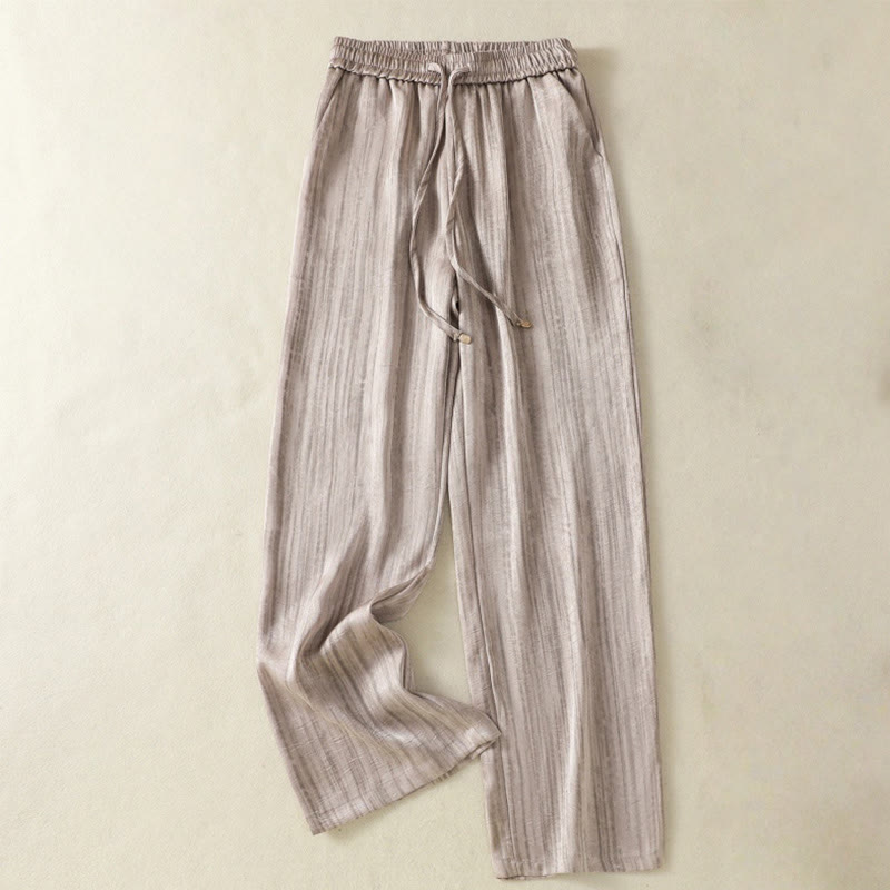 Pantalones casuales con cordón ajustable y bolsillos para mujer, con diseño artístico de líneas verticales y Buddha Stones. - Marrón rosado - US8-10，UK/AU12-14，EU40-42 (2XL) - image 17