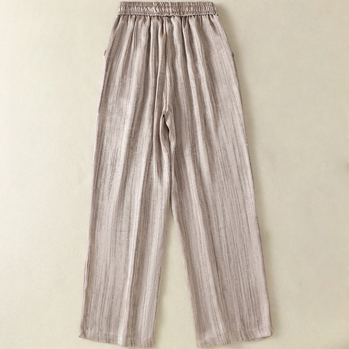 Pantalones casuales con cordón ajustable y bolsillos para mujer, con diseño artístico de líneas verticales y Buddha Stones. - image 19