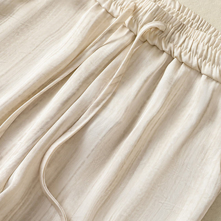 Pantalones casuales con cordón ajustable y bolsillos para mujer, con diseño artístico de líneas verticales y Buddha Stones. - image 4