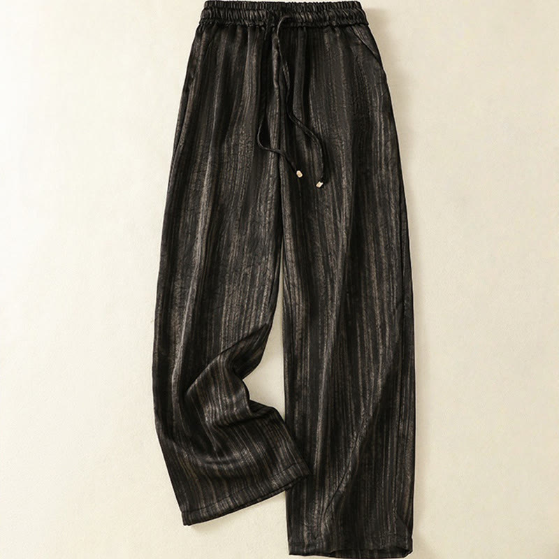 Pantalones casuales con cordón ajustable y bolsillos para mujer, con diseño artístico de líneas verticales y Buddha Stones. - Negro - US8-10，UK/AU12-14，EU40-42 (2XL) - image 9