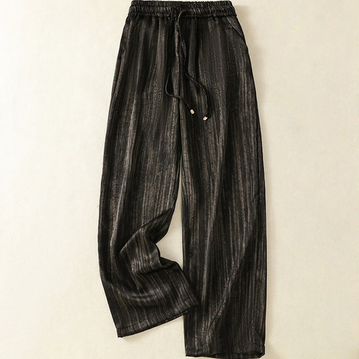 Pantalones casuales con cordón ajustable y bolsillos para mujer, con diseño artístico de líneas verticales y Buddha Stones. - Negro - US8-10，UK/AU12-14，EU40-42 (2XL) - image 9