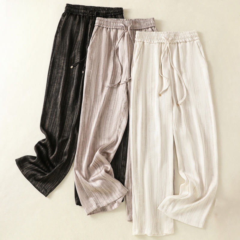 Pantalones casuales con cordón ajustable y bolsillos para mujer, con diseño artístico de líneas verticales y Buddha Stones. - image 24