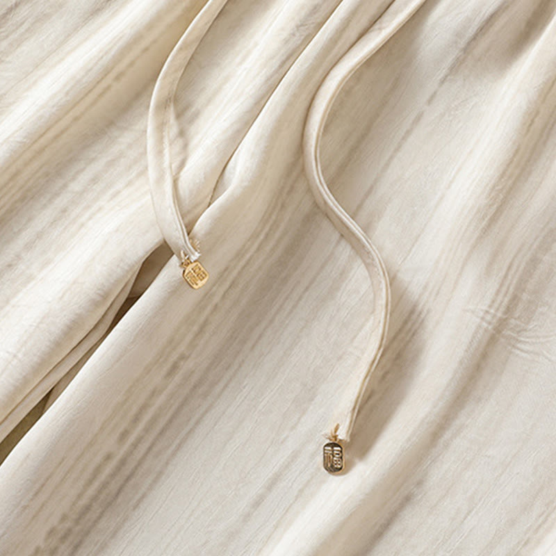 Pantalones casuales con cordón ajustable y bolsillos para mujer, con diseño artístico de líneas verticales y Buddha Stones. - image 3