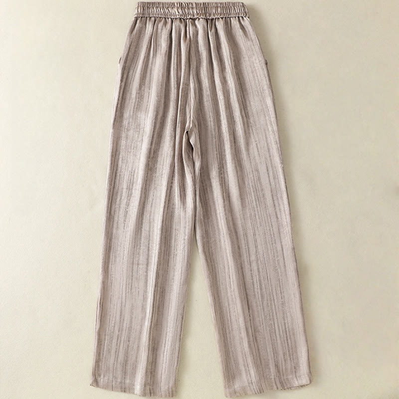 Pantalones casuales con cordón ajustable y bolsillos para mujer, con diseño artístico de líneas verticales y Buddha Stones. - image 18