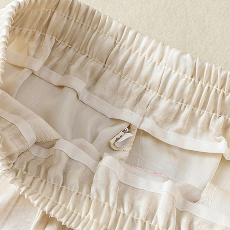 Pantalones casuales con cordón ajustable y bolsillos para mujer, con diseño artístico de líneas verticales y Buddha Stones. - image 6