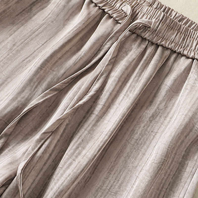 Pantalones casuales con cordón ajustable y bolsillos para mujer, con diseño artístico de líneas verticales y Buddha Stones. - image 21